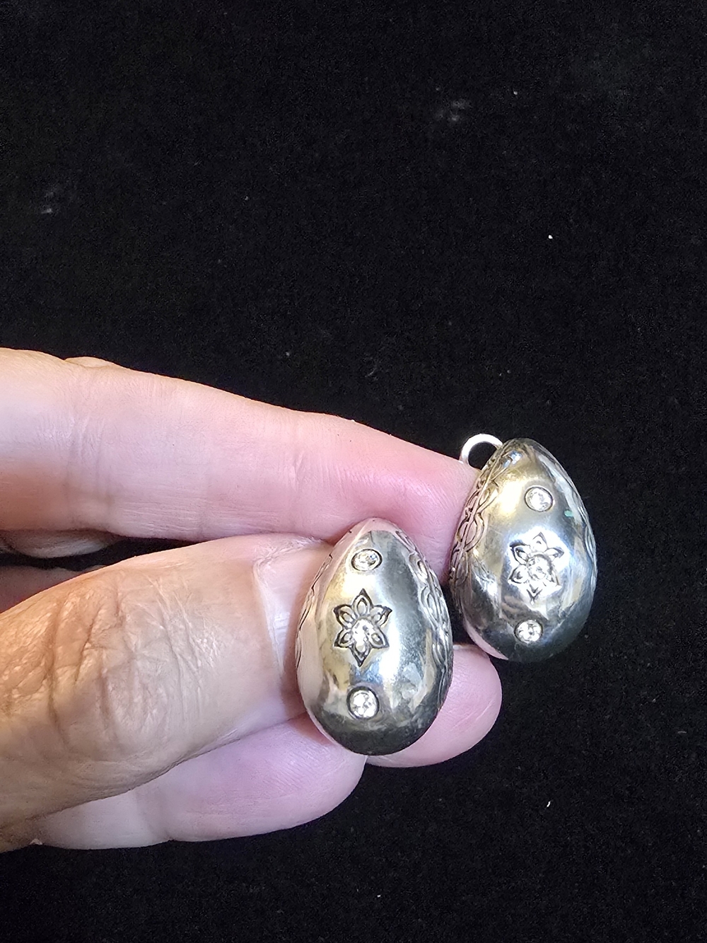 Brighton Silver Floral Teardrop Earrings with Crystal Accents